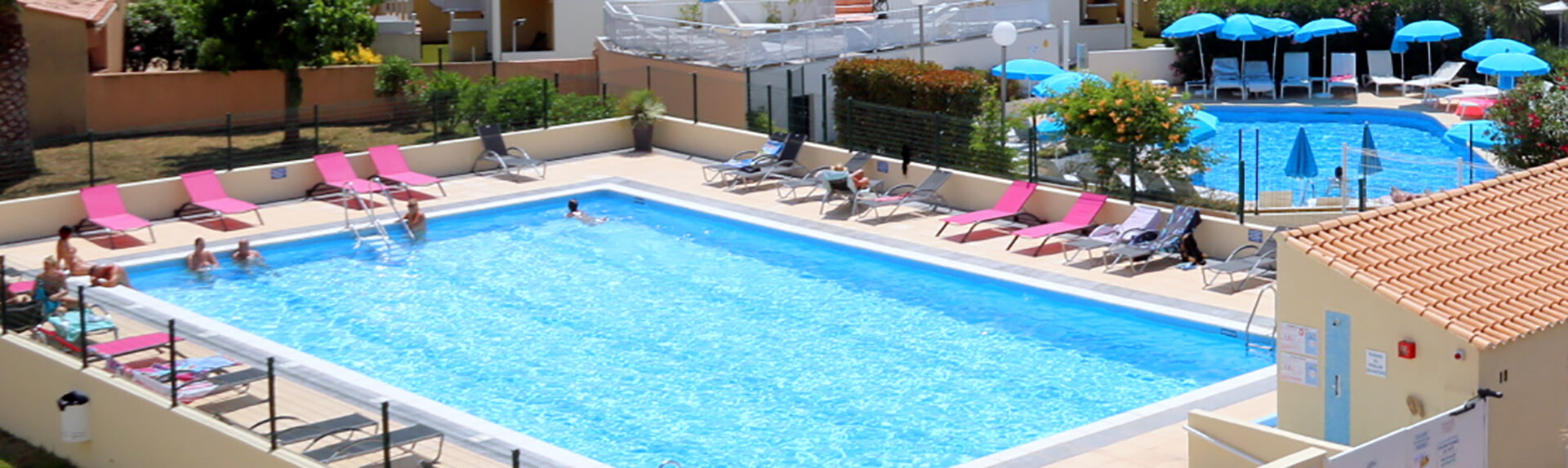 Port Soleil residence –hotel Eve’s swimming pool view : naturist rental in Cap d'Agde