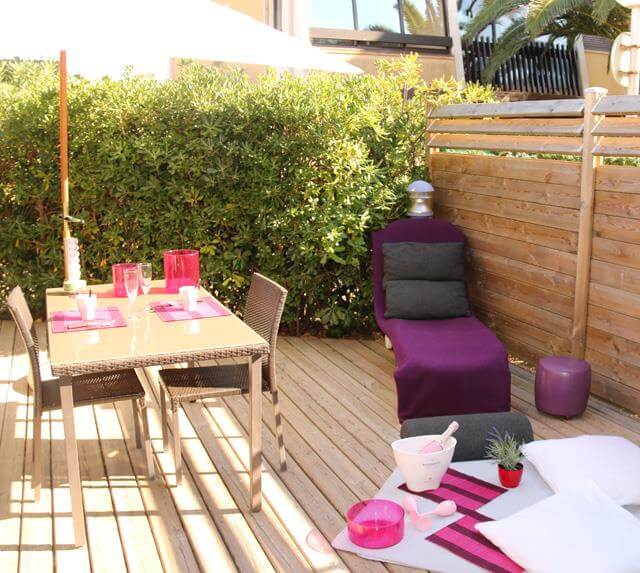 Terrasse villa 2 pièces avec jacuzzi - résidence Cap Sauvage, location naturiste au Cap d'Agde