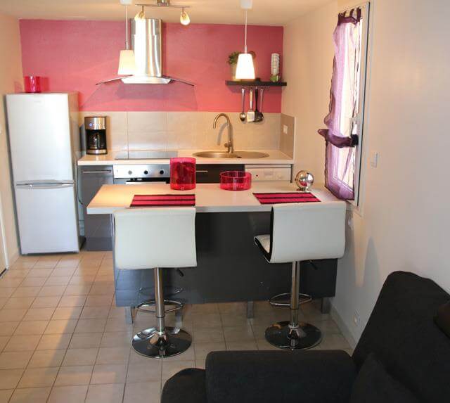 Cucina villa 2 camere con jacuzzi  - residence Cap Sauvage, affitto naurista a Cap d’Agde